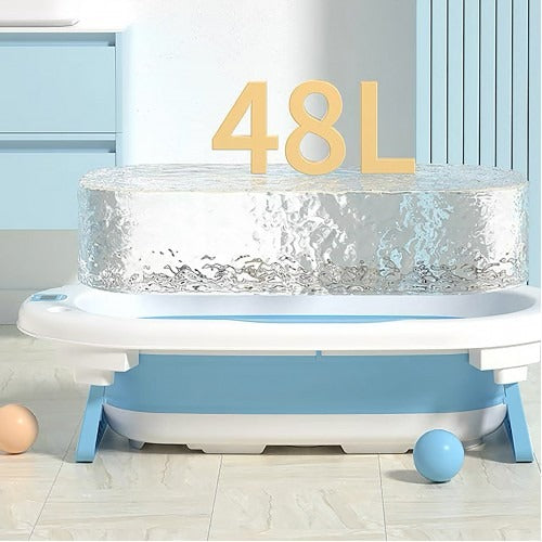 Lucky Baby Baly Collapsible Bath Tub W/Thermometer & Bath Support + Shower Skoop + Orangizer - (Grey)