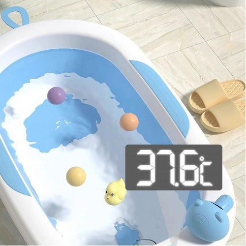 Lucky Baby Baly Collapsible Bath Tub W/Thermometer & Bath Support + Shower Skoop + Orangizer - (Grey)