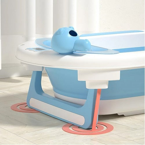 Lucky Baby Baly Collapsible Bath Tub W/Thermometer & Bath Support + Shower Skoop + Orangizer - (Grey)