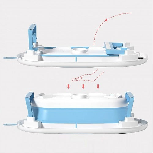 Lucky Baby Baly Collapsible Bath Tub W/Thermometer & Bath Support + Shower Skoop + Orangizer - (Grey)