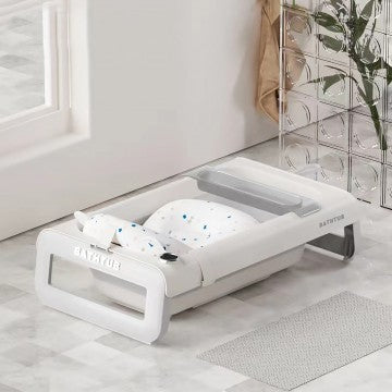 Lucky Baby Foldable Bath Tub W/Thermometer & Bath Cushion - 2 Color