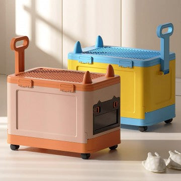 Lucky Baby Stackable Toy Clothes Storage Box W/ Wheel & Lid for Building LEGO Block - 2 Color