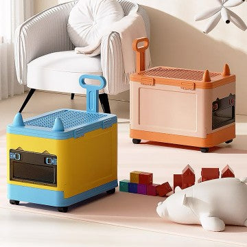 Lucky Baby Stackable Toy Clothes Storage Box W/ Wheel & Lid for Building LEGO Block - 2 Color