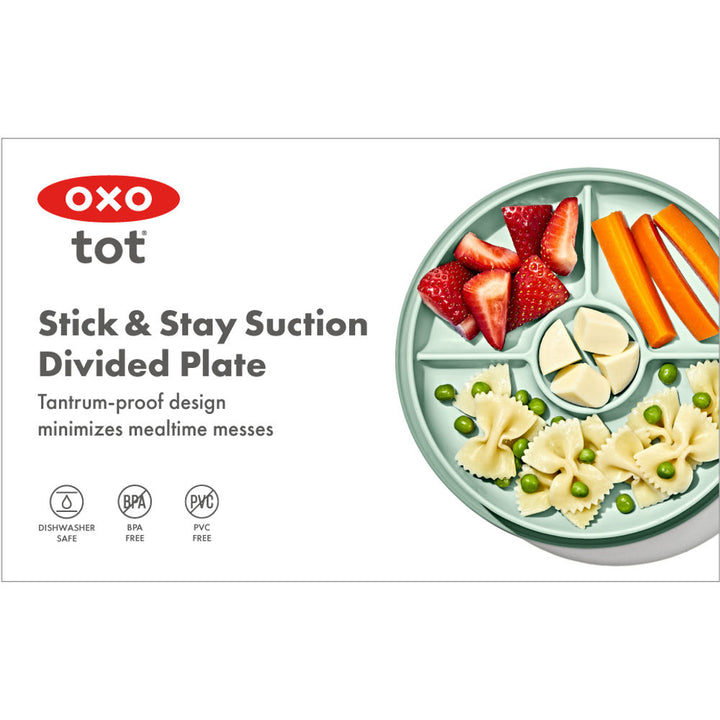 OXO Tot Stick & Stay Suction Divided Plate - Opal