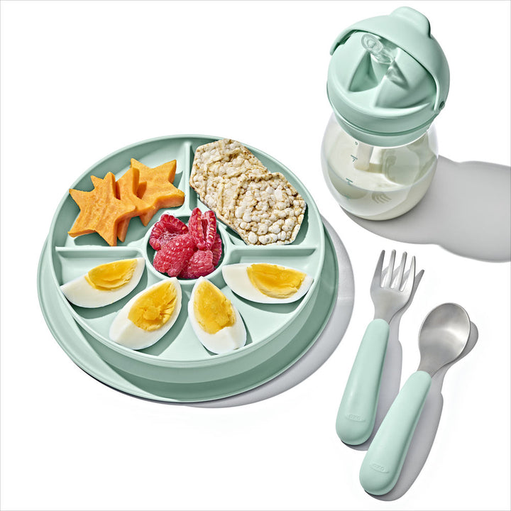 OXO Tot Stick & Stay Suction Divided Plate - Opal