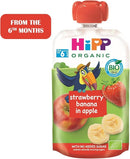 [6 Pack] Hipp organic Strawberry Banana Apple Pouch Gluten Free 100g Exp: