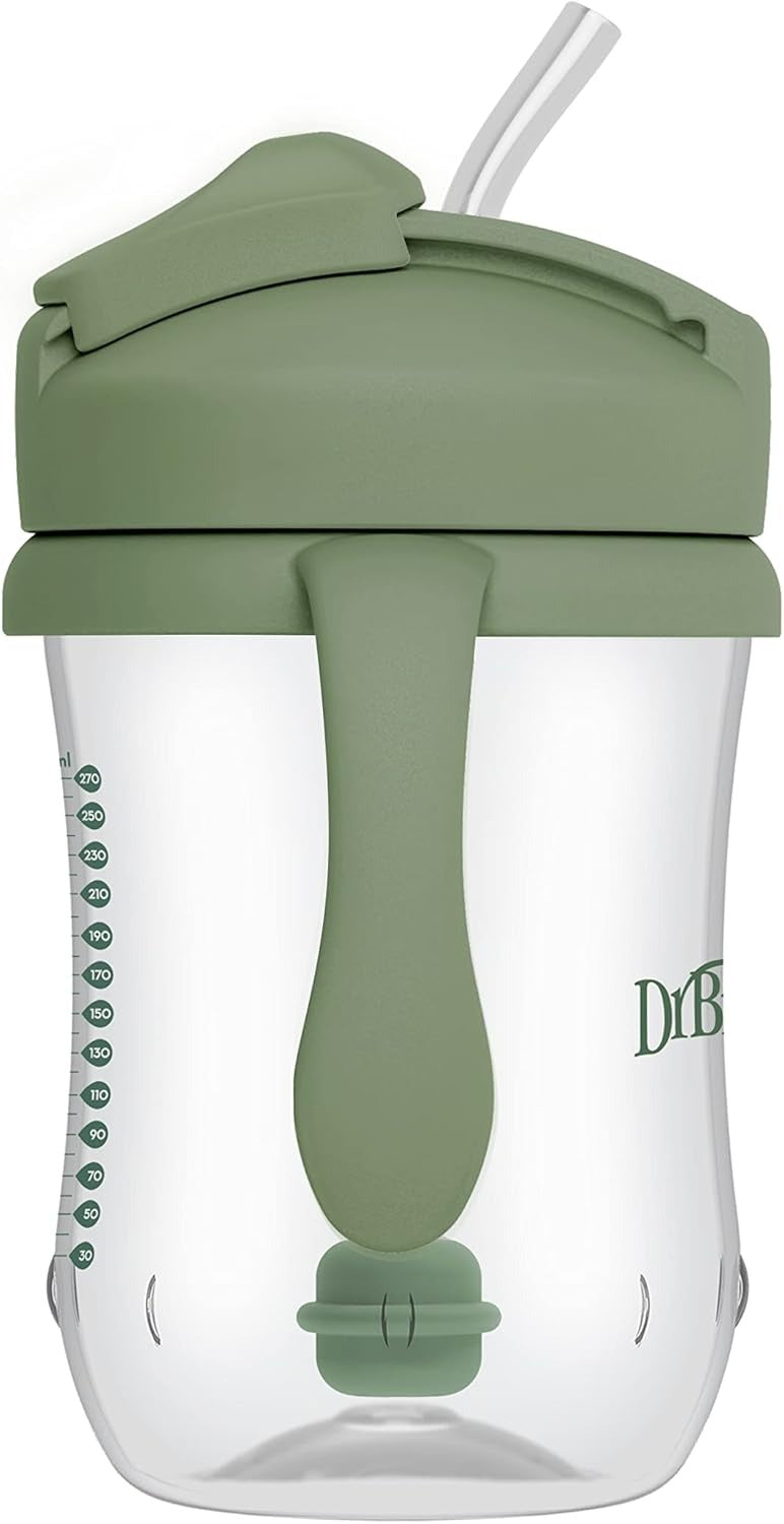 [2 Pack] Dr Brown's Baby's First Straw Cup w/ Handles, 6m+ 9oz/270ml - 5 Colors