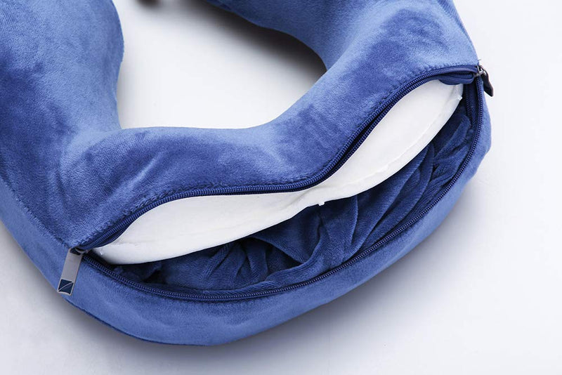 Travelmall Foldable Memory Foam Pillow with Hood (Blue)