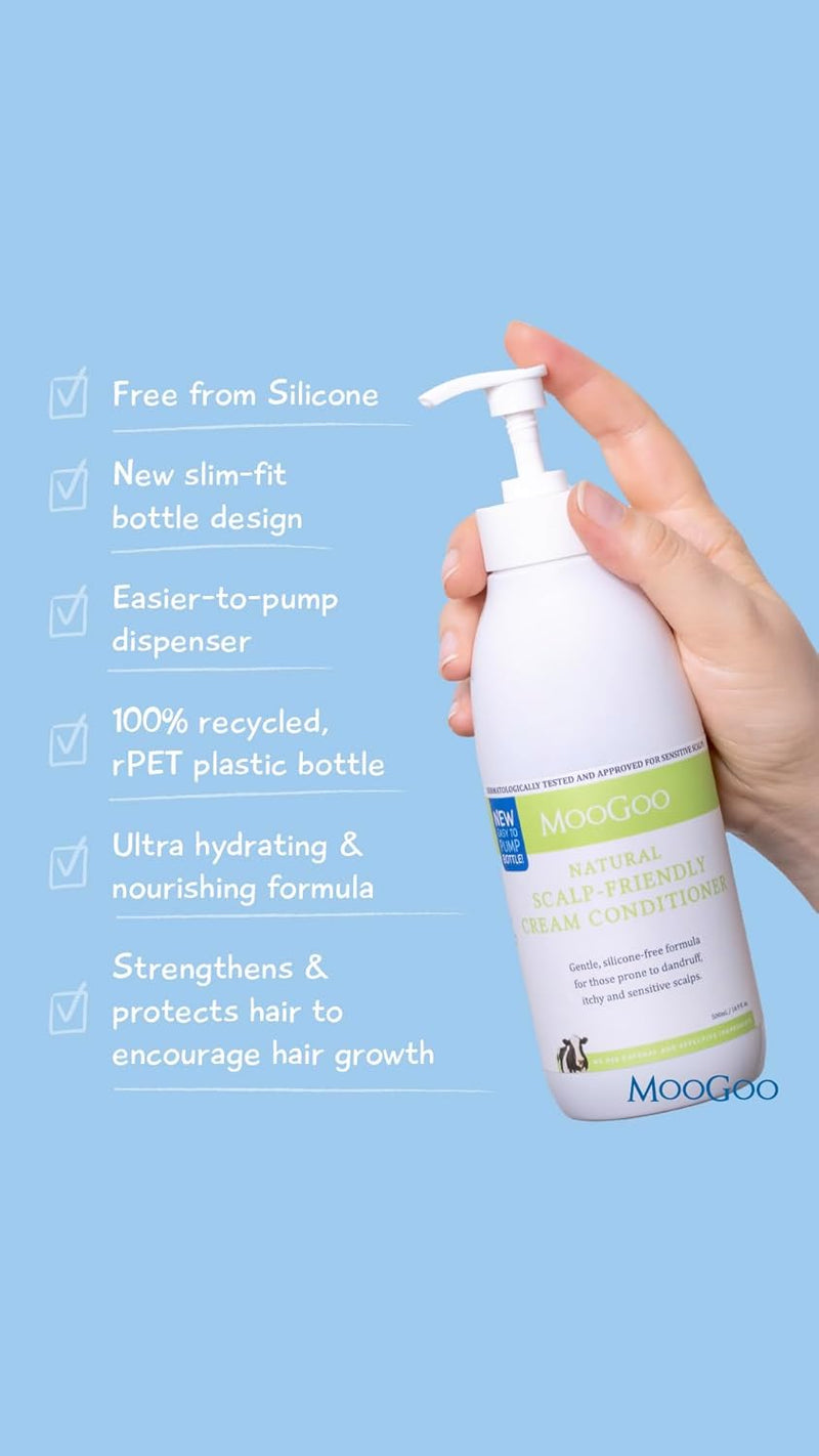 MooGoo Natural Cream Conditioner - Scalp Friendly 500ml/16.9oz Exp: 10/26