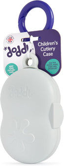 Doddl Toddler knife, fork and spoon case - Cool grey (purple clip)