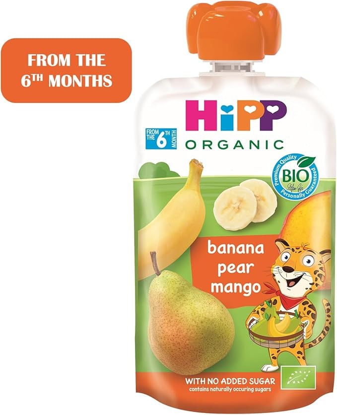 [6-Pack] Hipp Organic Banana Pear Mango Pouch Gluten Free 100g