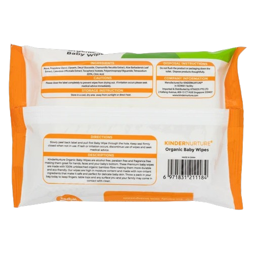 KinderNurture Organic Baby Wipes, 20 wipes (Pack Of 5) Exp:  03/26