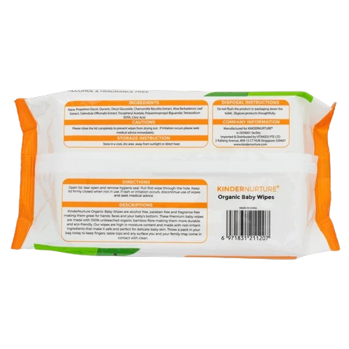 KinderNurture Organic Baby Wipes, 80 wipes (Pack Of 5) Exp:  03/26