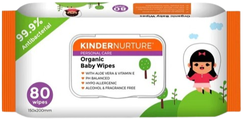 KinderNurture Organic Baby Wipes, 80 wipes (Pack Of 5) Exp:  03/26