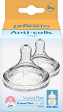 [Bundle of 2] Dr Brown's Preemie Flow Wide-Neck Silicone Nipple, (2 PACK x 2 = 4pcs)