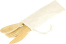 Pebbly Bamboo 3pc Cutlery Set In A Cotton Pouch
