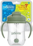 [2 Pack] Dr Brown's Baby's First Straw Cup w/ Handles, 6m+ 9oz/270ml - 5 Colors