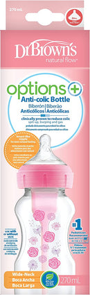 [2-PK ] Dr. Brown’s 9 oz/270 mL PP W-N Anti-Colic Options+ Baby Bottle 1-Pack - 4 Design