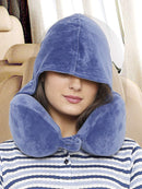 Travelmall Foldable Memory Foam Pillow with Hood (Blue)