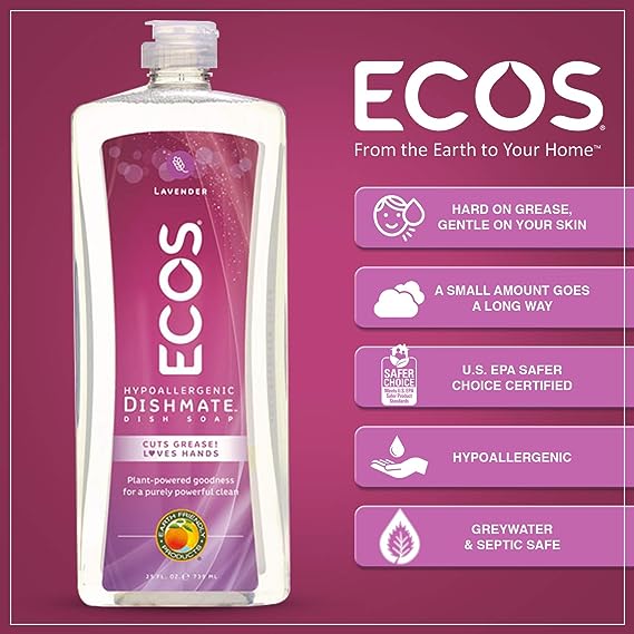 ECOS Dishmate Hypoallergenic Dish Soap - Lavender 25oz/739ml