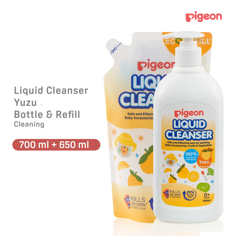 Pigeon Liquid Cleanser Yuzu 700ml + 650ml(Refill) [Bundle Pack]
