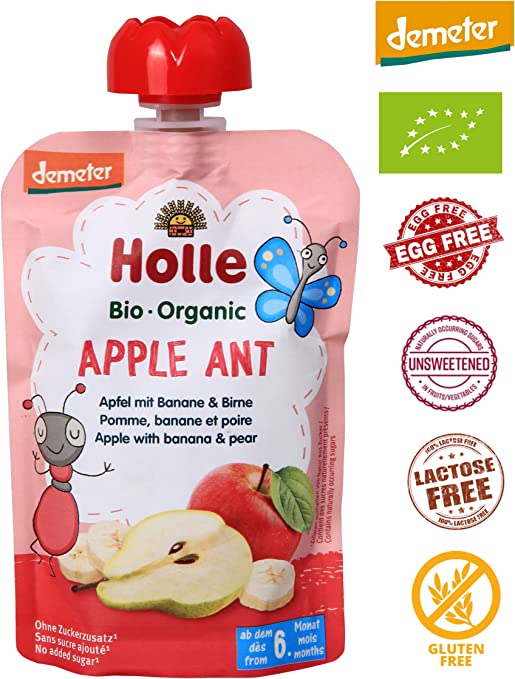 (Bundle of 6) Holle Organic Pouch - Apple Ant - Apple with Banana and Pear 100g - From 6 Months