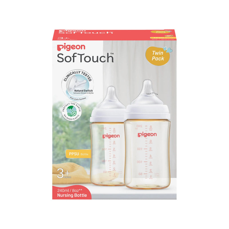 Pigeon Softouch Bpp Nursing Bottle Ppsu Twin Pack Logo - 240ml