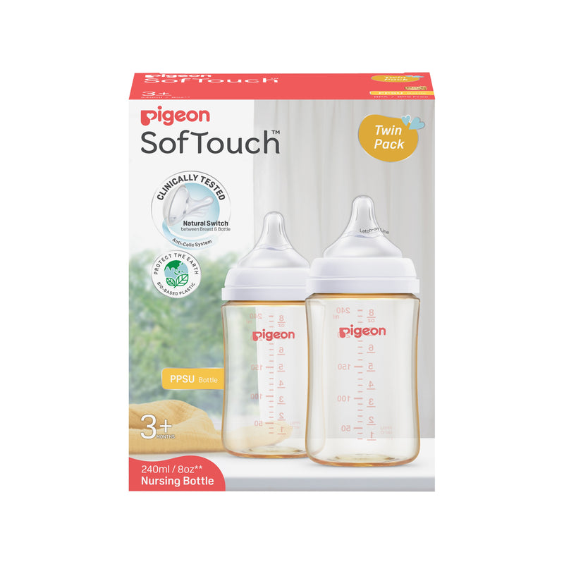 Pigeon Softouch Bpp Nursing Bottle Ppsu Twin Pack Logo - 240ml