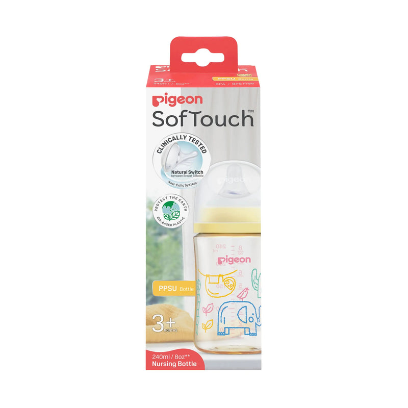 Pigeon Softouch Bpp Nursing Bottle Ppsu Safari Doodles -240ML