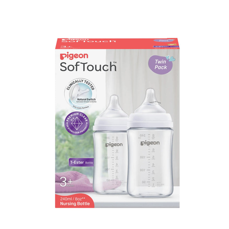 Pigeon Softouch Bpp Nursing Bottle T-Ester Twin Pack Logo - 240ml