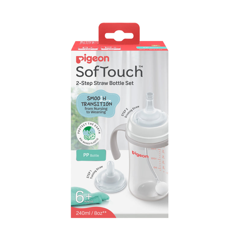 Pigeon Softouch Bpp Step-Up Straw Bottle Set Pp Logo - 240ML