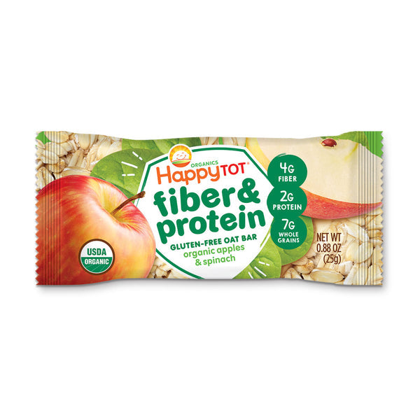 Happy Family Happy Tot Fiber & Protein Soft-Baked Oat Bar - Apple & Spinach, 5 x 25 g. Exp: 03/25