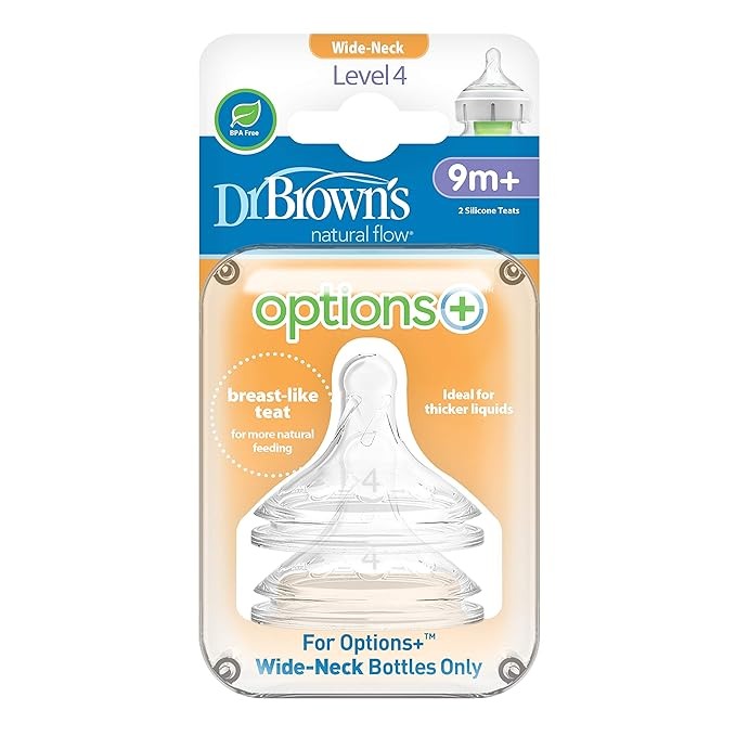 Dr Brown's Level 4 Wide Neck Silicon Options+ Nipple 2-Pack