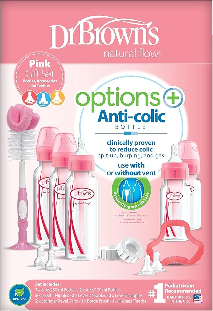 Dr Brown's PP Options+ Narrow-Neck Bottle Pink Gift Set