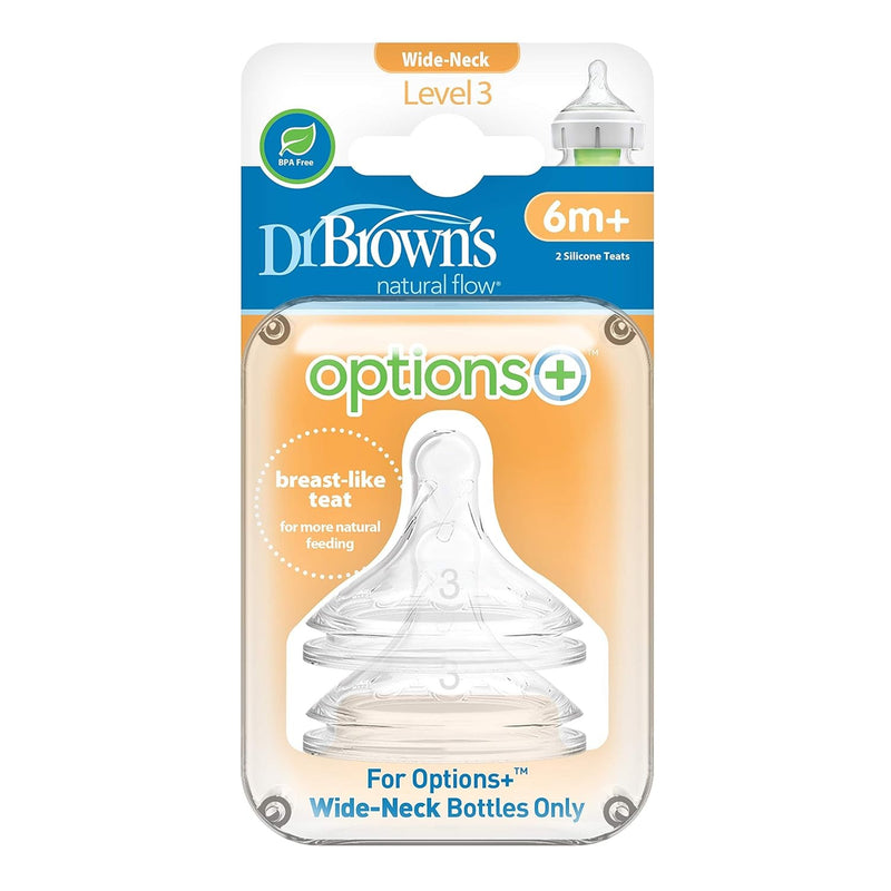 Dr Brown's Level 3 Wide Neck Silicon Options+ Nipple 2-Pack