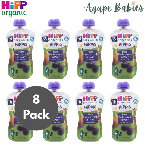 [8-Pack] Hipp Organic Plum Blackcurrant in Pear 100g