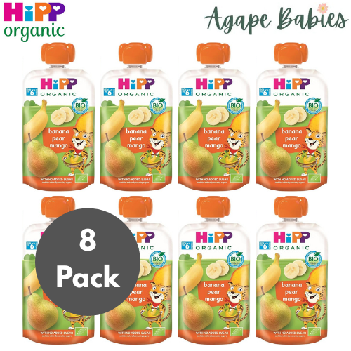 [8-Pack] Hipp Organic Banana Pear Mango Pouch Gluten Free 100g