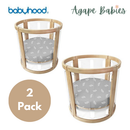 [2-Pack] Babyhood Amani Bebe Organic Jersey Fitted Sheet (White Leaf)