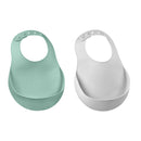 Beaba Set of 2 Silicone Bib - Sage Green/Light Grey