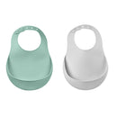 Beaba Set of 2 Silicone Bib - Sage Green/Light Grey