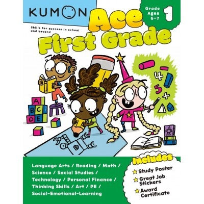 Kumon Ace First Grade - Includes Study Poster, Stickers and Award Certificate