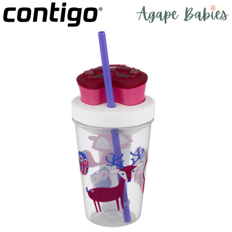 Contigo Bueno Snack Tumbler With Straw 350ml- Owl Pink