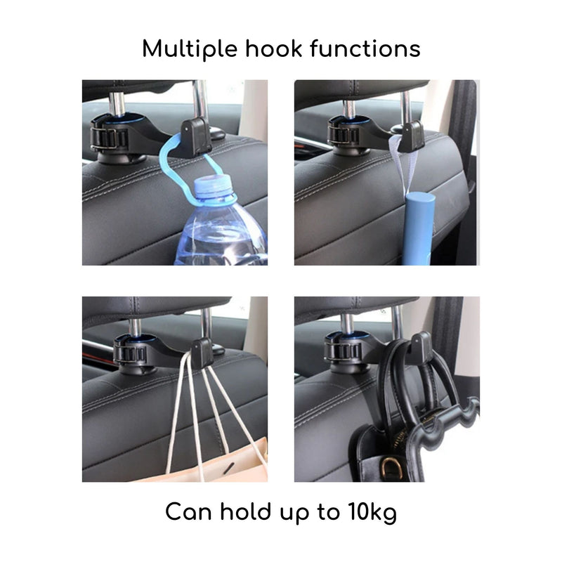 [2-Pack] Bonbijou Multifunctional Car Hook With Mobile Phone Holder