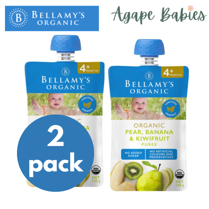[2-Pack] Bellamy's Organic Pear, Banana & Kiwi Puree 120g