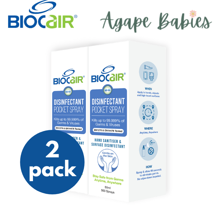 BioCair Disinfectant Pocket Spray, 50ml (Pack Of 2) Exp: 05/25