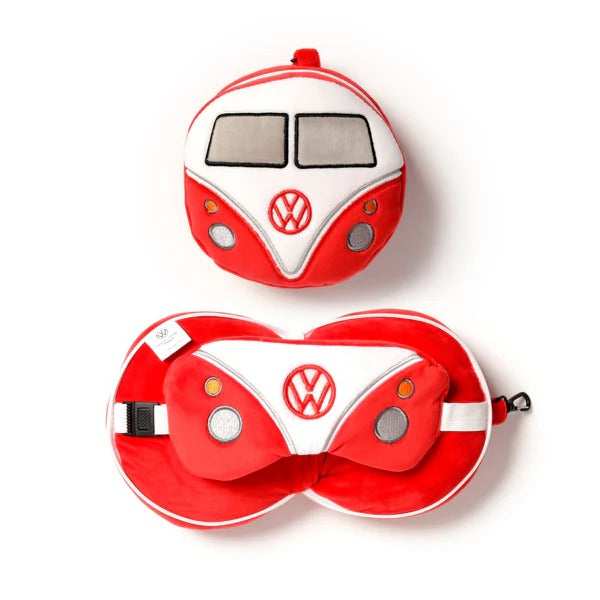 Travelmall 3D Volkswagen Shaped Travel Pillow & with Eye Mask Set