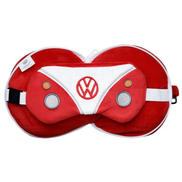 Travelmall 3D Volkswagen Shaped Travel Pillow & with Eye Mask Set