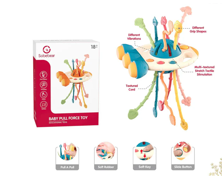 [2-Pack] Maya & Friends Sensory Pull Toy (Assorted Colours)