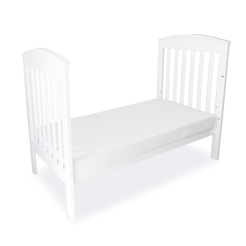 (1 yr warranty) Babyhood Classic Curve Cot 4 In 1 White + Bamboo Innerspring - (Bundle Pack)