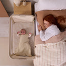 Tutti Bambini Cozee Zen Bedside Crib - Sand + Rocking Bar + CoZee Castors (Bundle pack)
